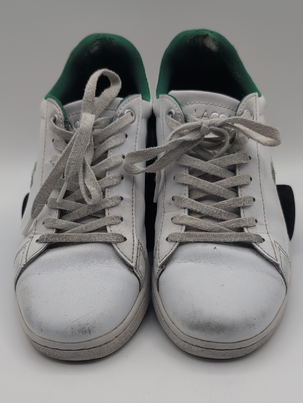 Lacoste Men’s White Leather Sneakers with Green Lining